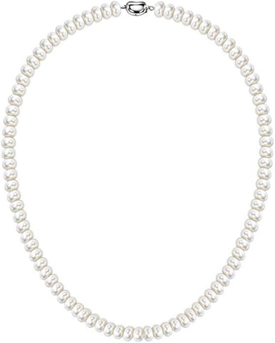 Dainashi White 7-10mm Freshwater Cultured Pearl Strands Necklace Sterling Silver Fine Jewelry for Women Birthday Gift