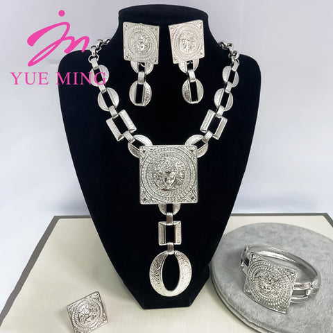 YM Jewelry Set For Women 18K Gold Color African Jewelry Accessories Earring Necklace Bracelet Ring For Woman Weddings Gift Party